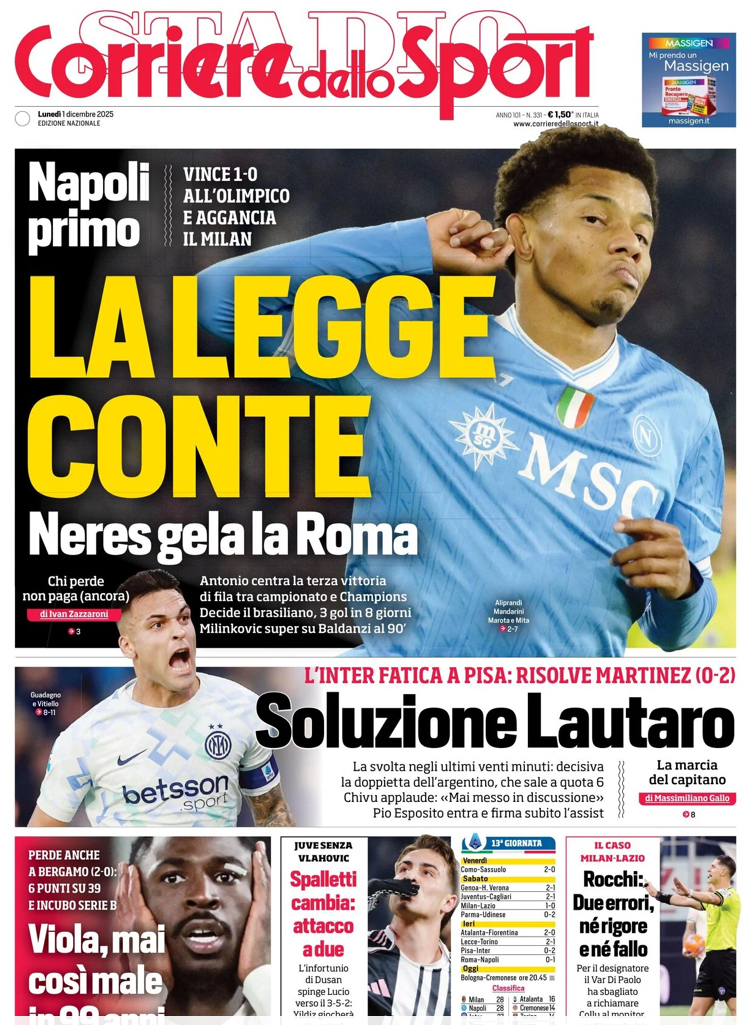 Le prime pagine sportive nazionali – 1 dicembre 2025 23 IMG 0636