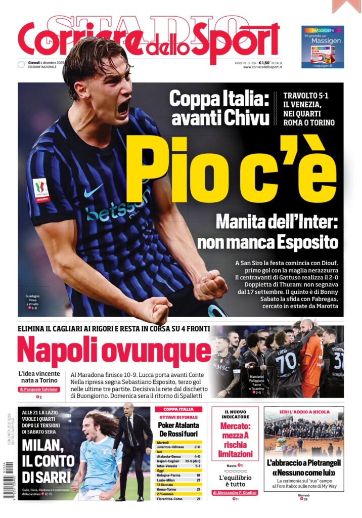 Le prime pagine sportive nazionali – 4 dicembre 2025 23 IMG 0686