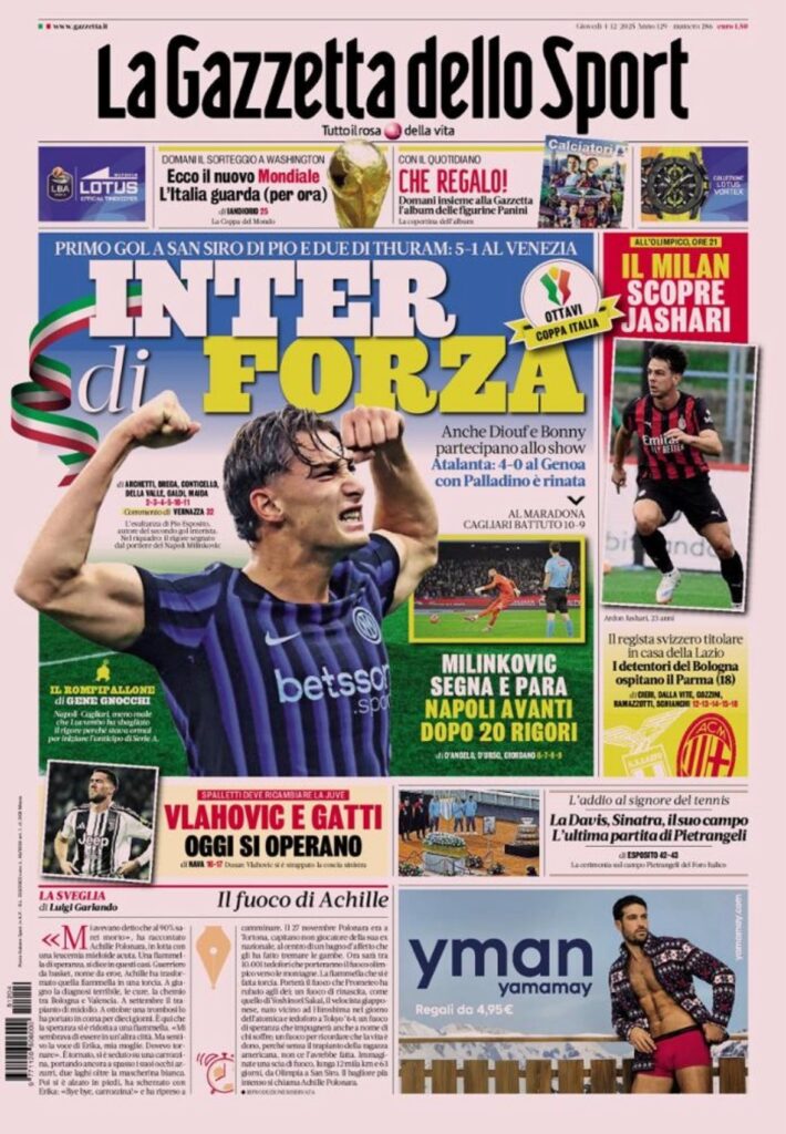 Le prime pagine sportive nazionali – 4 dicembre 2025 24 IMG 0687