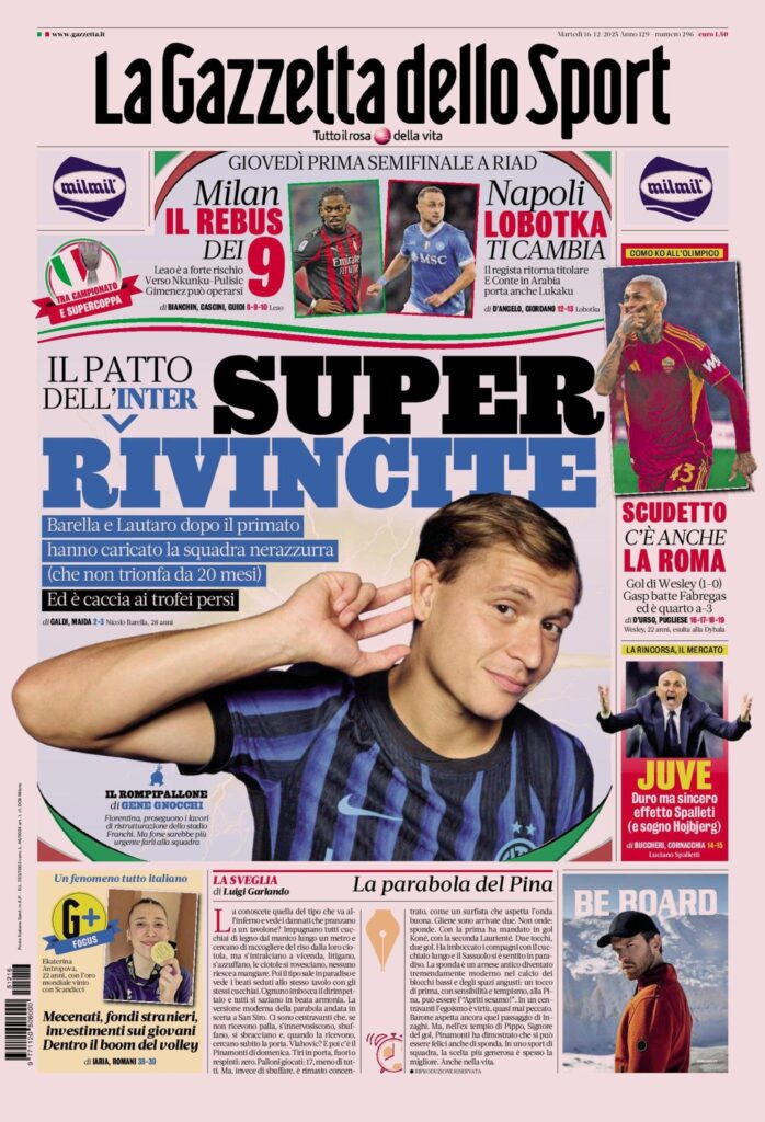 Le prime pagine sportive nazionali – 16 dicembre 2025 24 IMG 0901