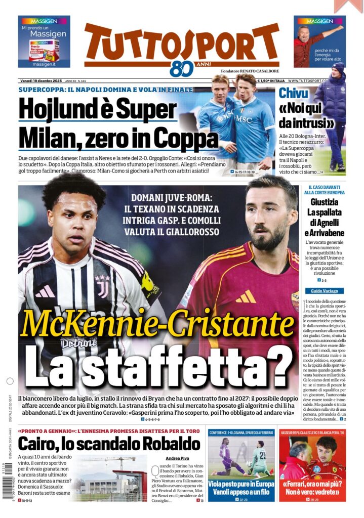 Le prime pagine sportive nazionali – 19 dicembre 2025 22 IMG 0950