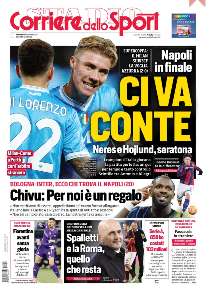Le prime pagine sportive nazionali – 19 dicembre 2025 23 IMG 0951