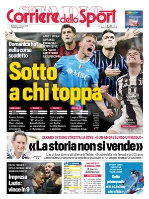 Le prime pagine sportive nazionali – 14 dicembre 2025 23 corriere dello sport 0205340nm