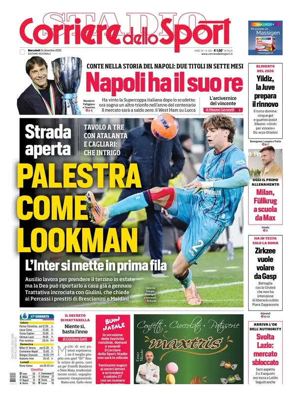 Le prime pagine sportive nazionali – 24 dicembre 2025 23 corriere dello sport