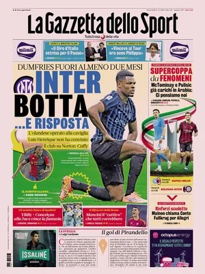 Le prime pagine sportive nazionali – 17 dicembre 2025 22 la gazzetta dello sport