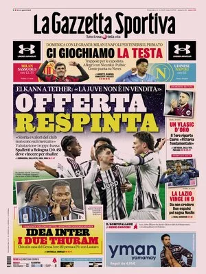 Le prime pagine sportive nazionali – 14 dicembre 2025 22 la gazzetta dello sport 0318048o6