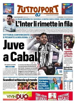 Le prime pagine sportive nazionali – 15 dicembre 2025 24 tuttosport