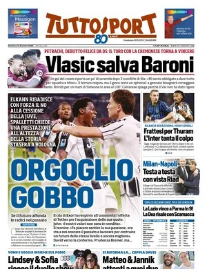 Le prime pagine sportive nazionali – 14 dicembre 2025 24 tuttosport 0204531vi