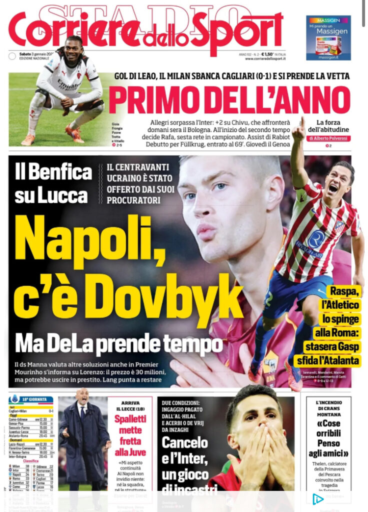 Le prime pagine dei giornali - 3 gennaio 2026 23 IMG 1103