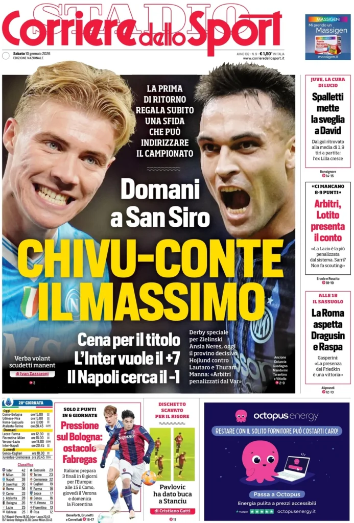 Rassegna stampa Lazio: prime pagine quotidiani sportivi - 10 gennaio 2026 23 corriere dello sport 020310cts3asx