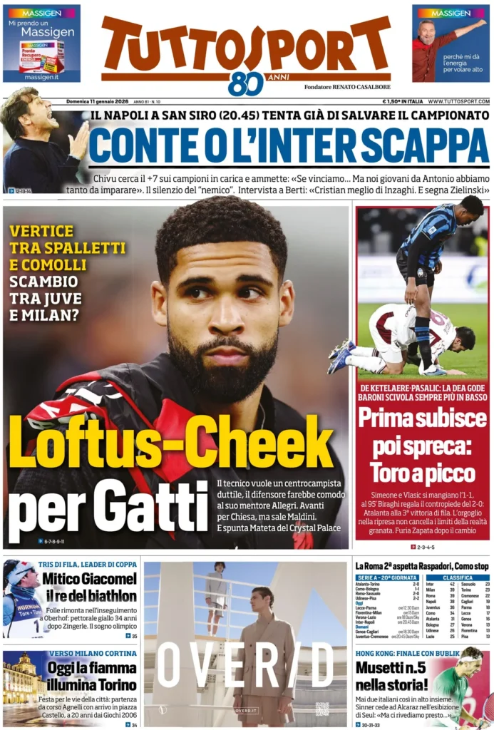 Le prime pagine dei principali quotidiani sportivi – 11 gennaio 24 tuttosport 055356xpt4tqg