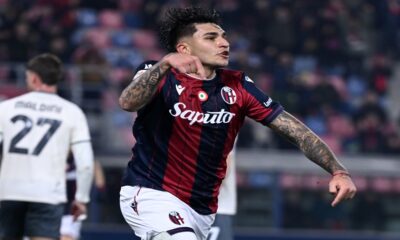 Db Bologna 11/02/2026 - Coppa Italia / Bologna-Lazio / foto Daniele Buffa/Image Sport nella foto: esultanza gol Santiago Castro