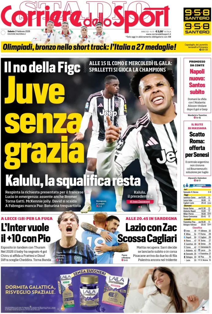 Le prime pagine dei principali quotidiani sportivi – 21 febbraio 23 corriere dello sport 020310ocm8rzd