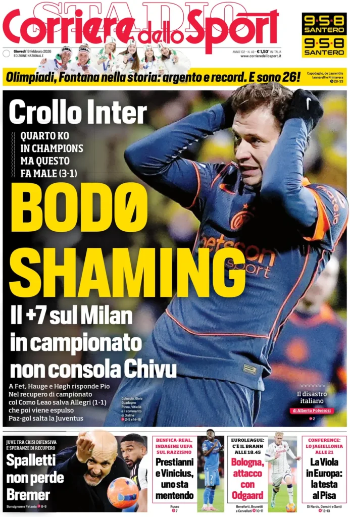 Rassegna stampa Lazio: prime pagine quotidiani sportivi - 19 febbraio 2026 23 corriere dello sport 021309hh0bvyw