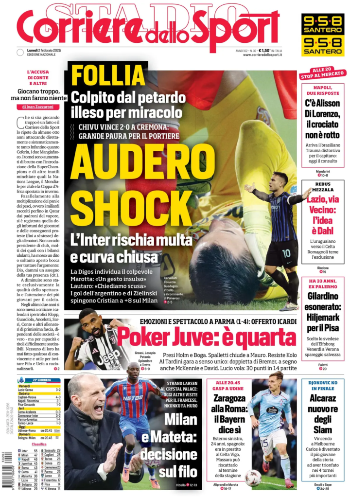 Le prime pagine dei principali quotidiani sportivi – 2 febbraio 2026 23 image 2