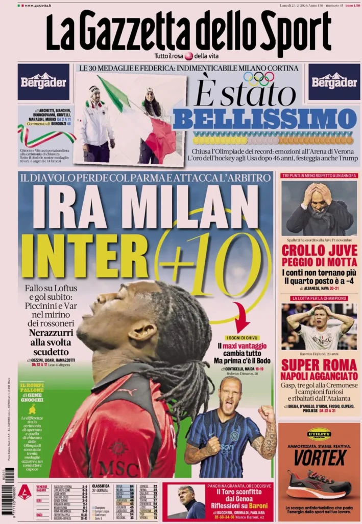 Rassegna stampa Lazio: prime pagine quotidiani sportivi - 23 febbraio 2026 24 la gazzetta dello sport 032303l6s37qa