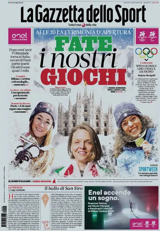Rassegna stampa Lazio: prime pagine quotidiani sportivi - 6 febbraio 2026 24 la gazzetta dello sport 064147kbcb64m