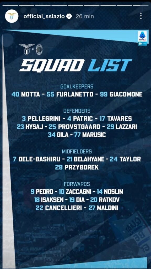 Convocati Lazio: la scelta di Sarri su Romagnoli. La lista completa 22 WhatsApp Image 2026 03 15 at 14.31.30