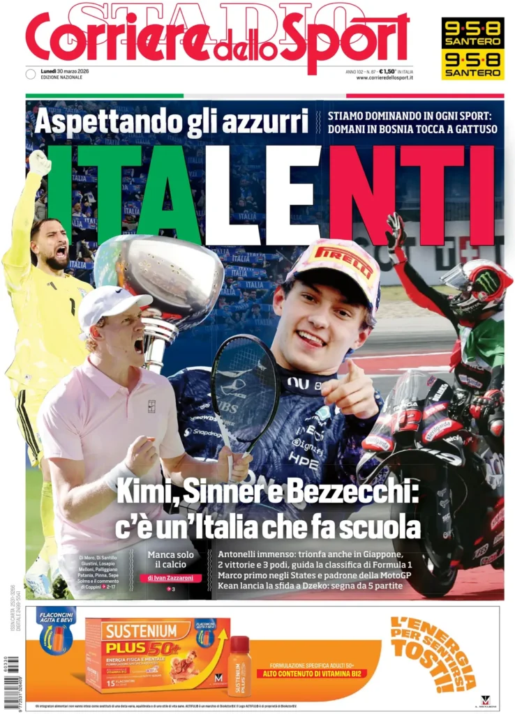 Le prime pagine dei principali quotidiani sportivi – 30 marzo 2026 23 corriere dello sport 0203087j620dl