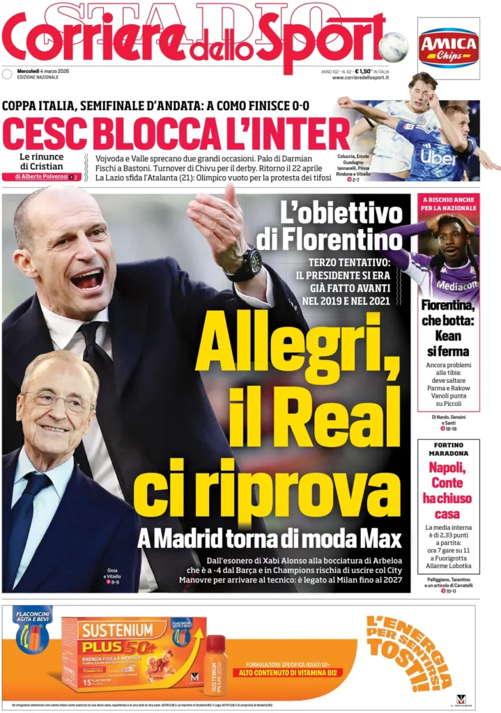 Le prime pagine dei principali quotidiani sportivi – 4 marzo 23 corriere dello sport 020310xreex98