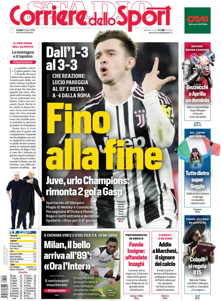 Le prime pagine dei principali quotidiani sportivi – 2 marzo 23 image 4