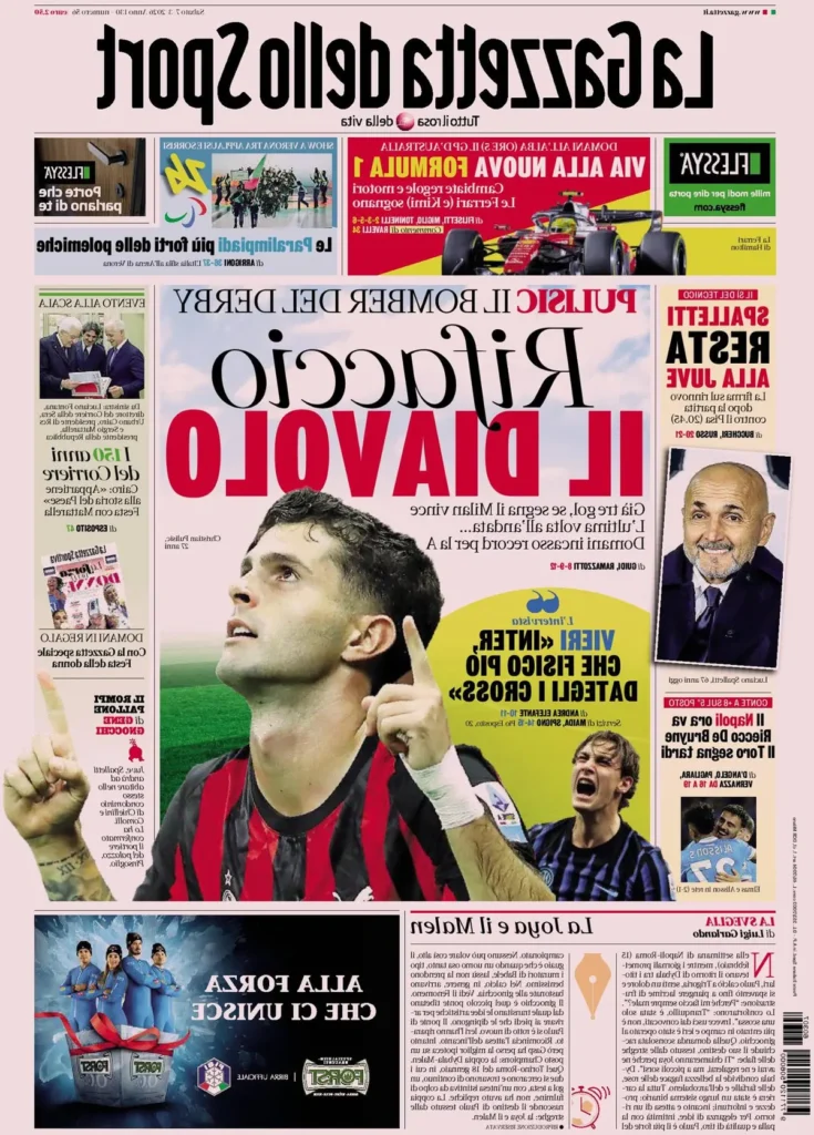 Le prime pagine dei principali quotidiani sportivi – 7 marzo 206 24 la gazzetta dello sport 0318591vydxt7