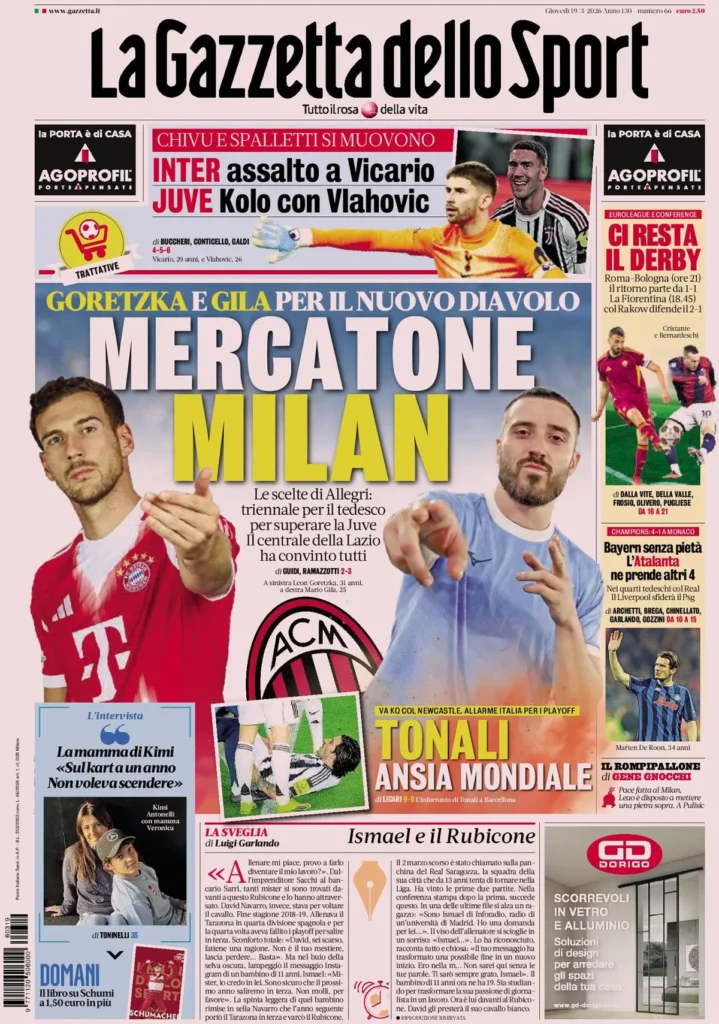 Le prime pagine dei principali quotidiani sportivi – 19 marzo 22 la gazzetta dello sport 032803puhf1lf