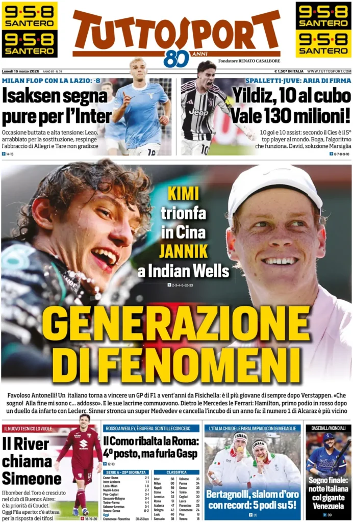 Le prime pagine dei principali quotidiani sportivi – 16 marzo 22 tuttosport 020304h659siv