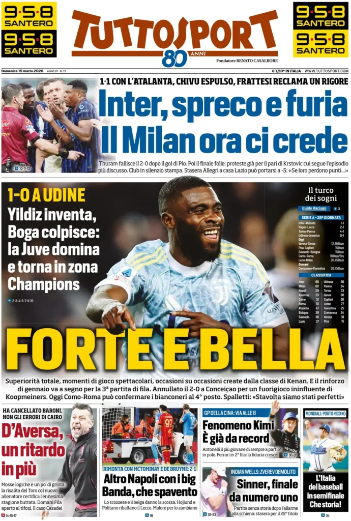 Le prime pagine dei principali quotidiani sportivi – 15 marzo 22 tuttosport 0215249x31jud