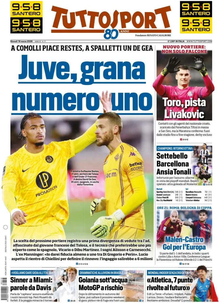 Le prime pagine dei principali quotidiani sportivi – 19 marzo 24 tuttosport 021544qvo7ke7