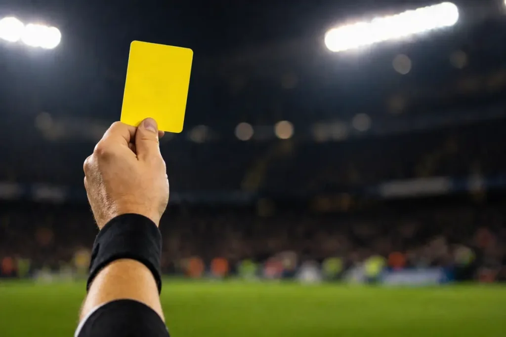 Cartellino giallo in mano all'arbitro