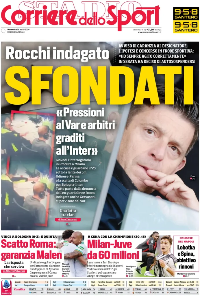 Rassegna stampa Lazio: prime pagine quotidiani sportivi - 26 aprile 2026 23 corriere dello sport 0204255v17e5x