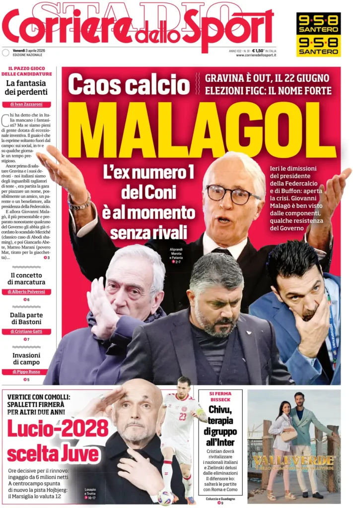 Rassegna stampa Lazio: prime pagine quotidiani sportivi - 3 aprile 2026 23 corriere dello sport 0214146up94mr