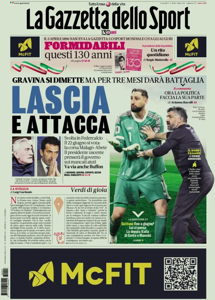 Rassegna stampa Lazio: prime pagine quotidiani sportivi - 3 aprile 2026 24 la gazzetta dello sport 032724a6zctox