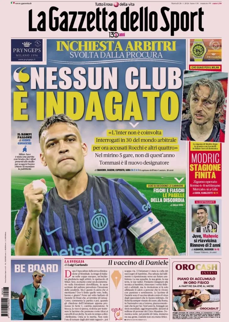 Le prime pagine dei principali quotidiani sportivi – 28 aprile 2026 24 la gazzetta dello sport 0403022pc8s5y