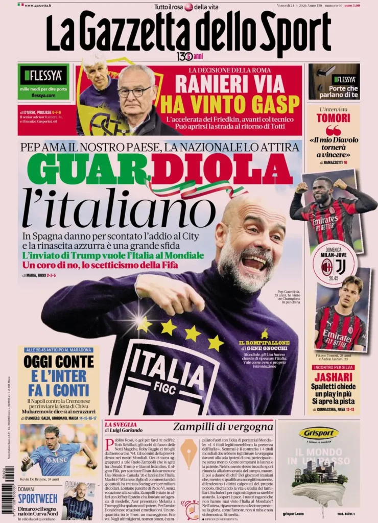 Le prime pagine dei principali quotidiani sportivi – 24 aprile 22 la gazzetta dello sport 041815au1ehs3