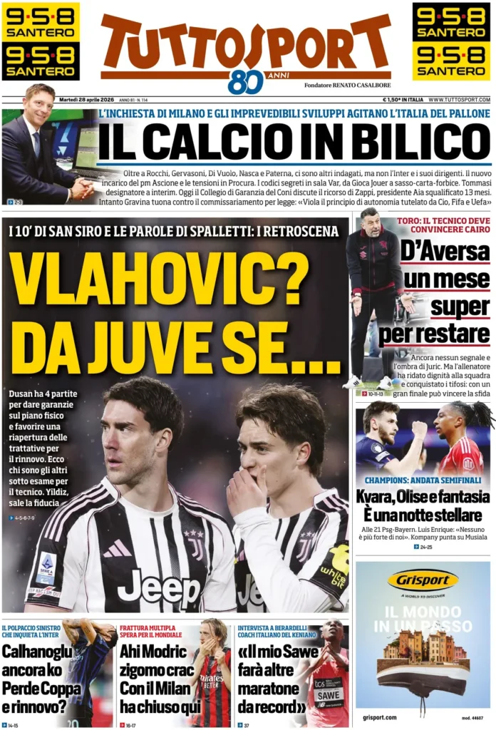 Le prime pagine dei principali quotidiani sportivi – 28 aprile 2026 22 tuttosport 020302lim9ahf
