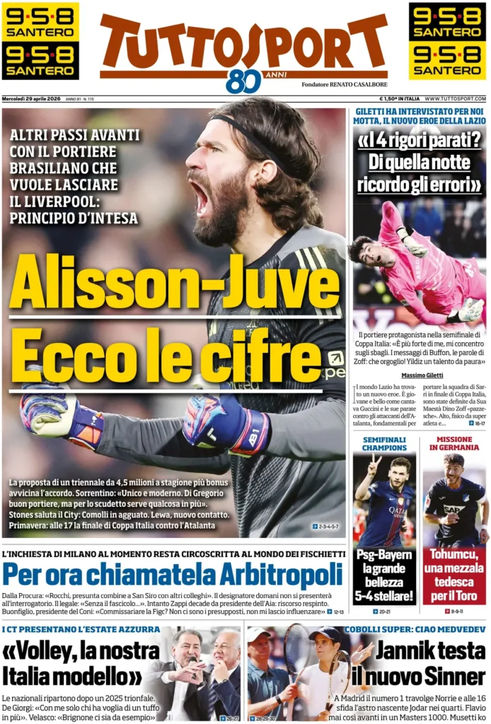 Le prime pagine dei principali quotidiani sportivi – 29 aprile 24 tuttosport 020303oj1c552