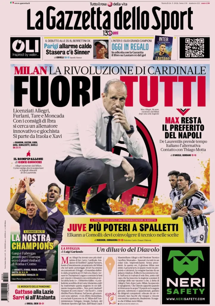 Le prime pagine dei principali quotidiani sportivi – 26 maggio 22 150807