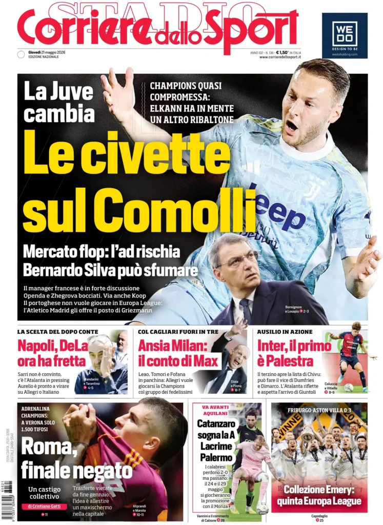 Rassegna stampa Lazio: prime pagine quotidiani sportivi - 21 maggio 2026 23 corriere dello sport 020307fta2r2o
