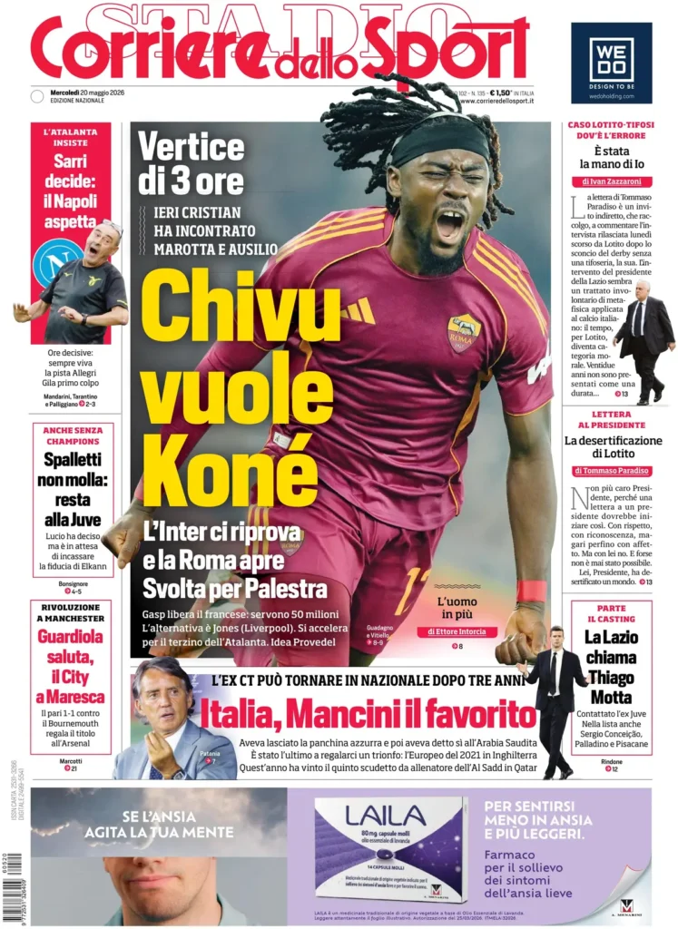 Le prime pagine dei principali quotidiani sportivi – 20 maggio 23 corriere dello sport 0203164m665zj
