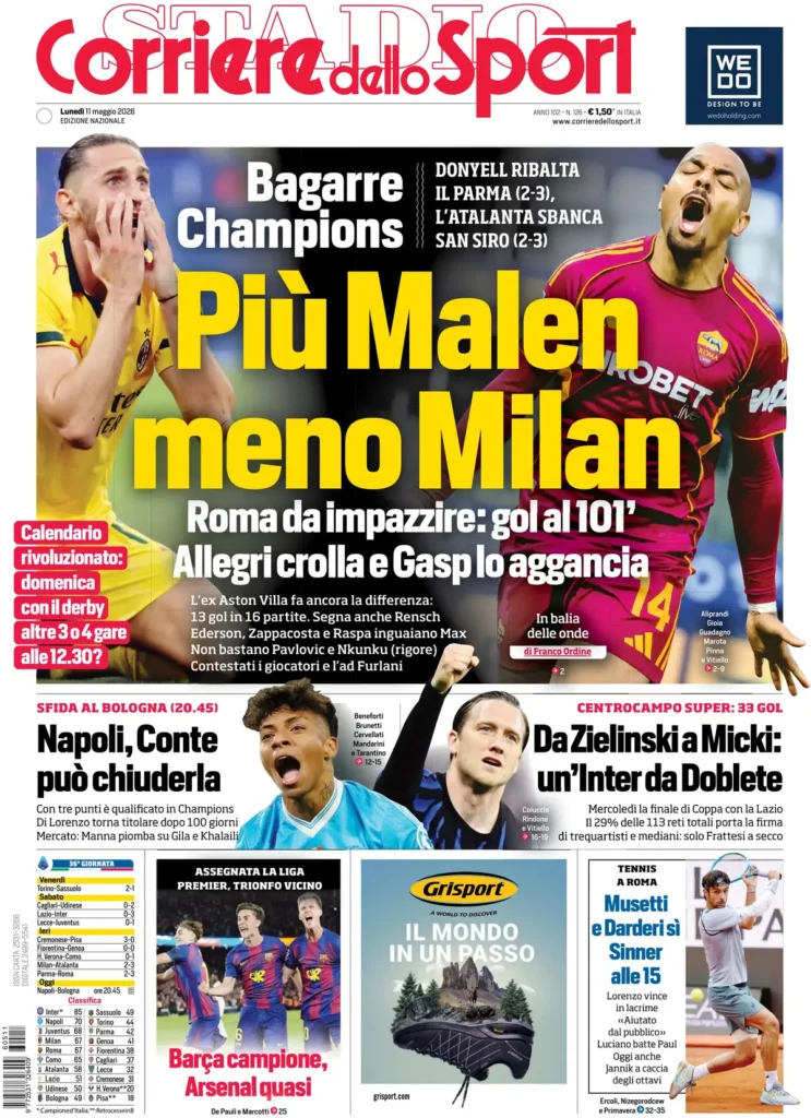 Le prime pagine dei principali quotidiani sportivi – 11 maggio 23 corriere dello sport 0208081ra6z99