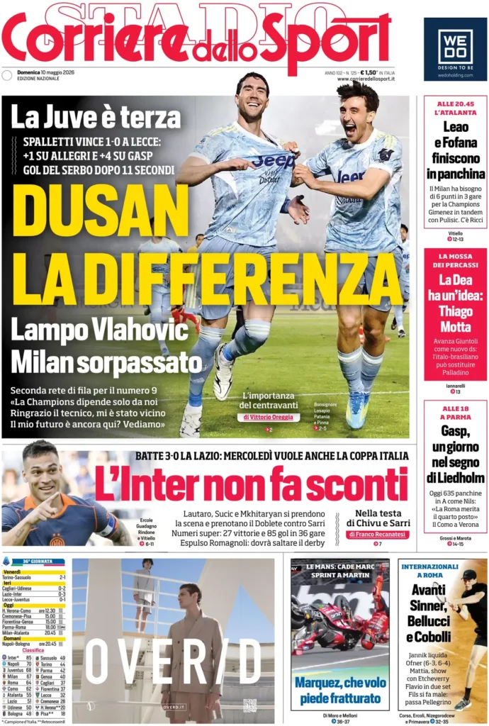 Le prime pagine dei principali quotidiani sportivi – 10 maggio 23 corriere dello sport 0214186ix88fz