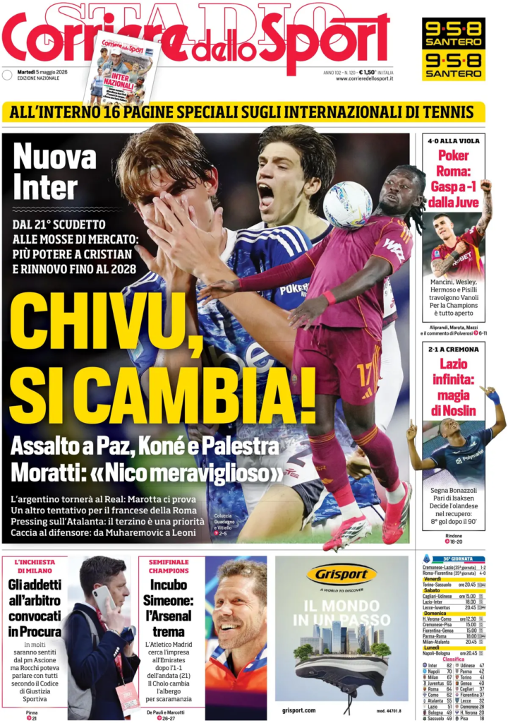 Le prime pagine dei principali quotidiani sportivi – 5 maggio 23 image 1