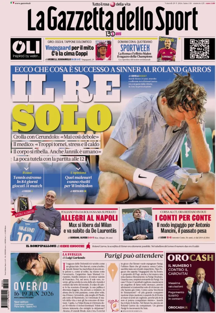 Le prime pagine dei principali quotidiani sportivi – 29 maggio 22 la gazzetta dello sport 0316598165mzw