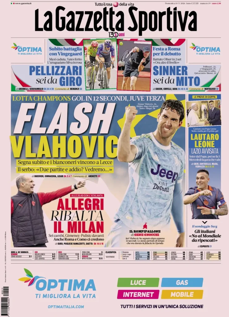 Le prime pagine dei principali quotidiani sportivi – 10 maggio 24 la gazzetta dello sport 031950xno8d4h