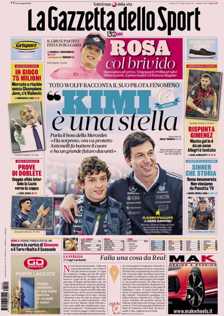 Le prime pagine dei principali quotidiani sportivi – 9 maggio 22 la gazzetta dello sport 0403025wg8qdy