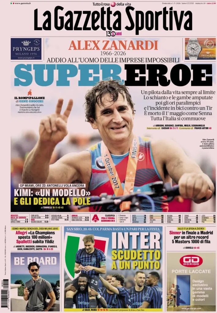 Le prime pagine dei principali quotidiani sportivi – 3 maggio 22 la gazzetta dello sport 040802zisbh45