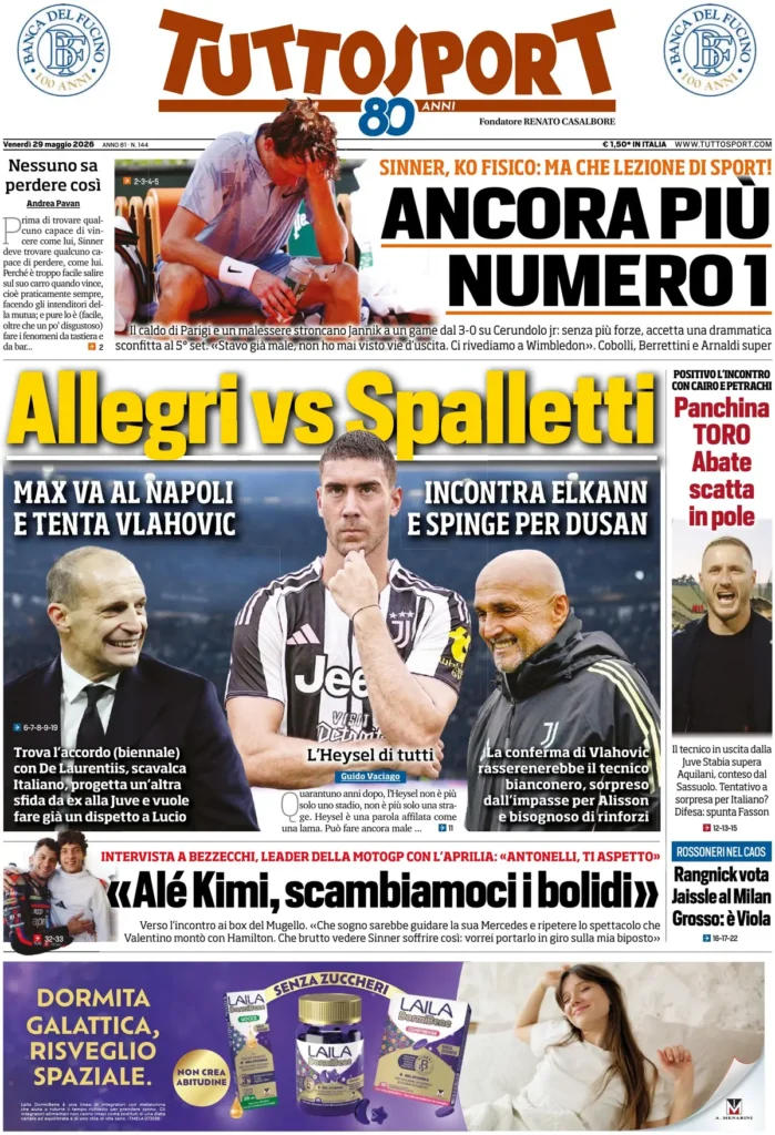 Le prime pagine dei principali quotidiani sportivi – 29 maggio 24 tuttosport 020302bd6dr0q