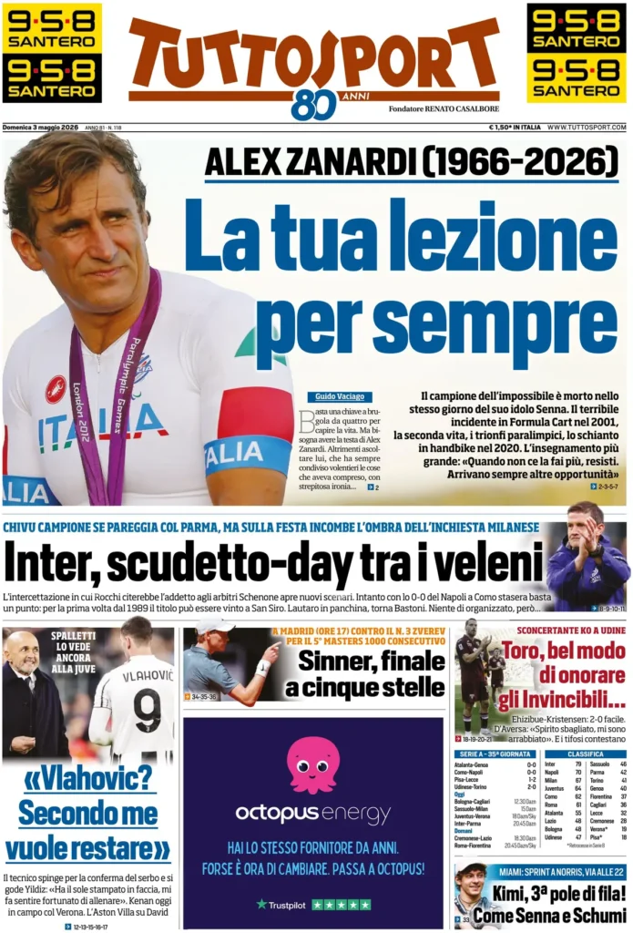 Le prime pagine dei principali quotidiani sportivi – 3 maggio 24 tuttosport 020302cep7yrx